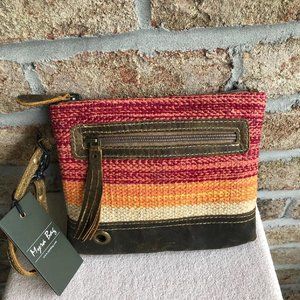 MYRA BAG FIRST LOOK CANVAS, RUG, LEATHER POUCH, S-3079, NWT